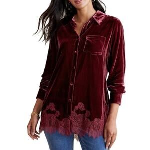 Soft Surroundings Eden Velevet Lace Tunic Plus 1X Cabernet Romantic